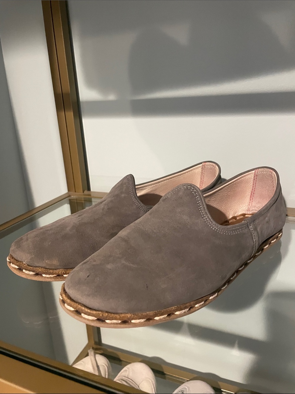 Sabah Taupe Suede Slip-On Flats